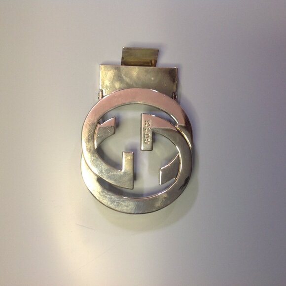 Gucci Silver BELT BUCKLE Men's Chrome / Rhodium Plated Interlocking "Gs" - Picture 5 of 11